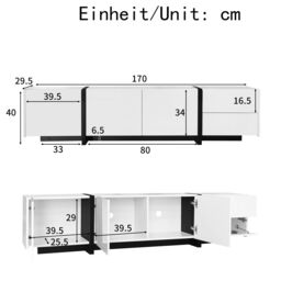 Matteo High-Gloss Black & White TV Unit with LED Lights & Ample Storage - thumbnail 6