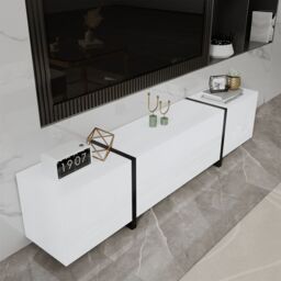 Matteo High-Gloss Black & White TV Unit with LED Lights & Ample Storage - thumbnail 8