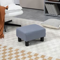 HOMCOM Ottoman Footrest Seat Footstool Chair Luxury Small Microfiber Cloth in Grey