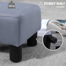 HOMCOM Ottoman Footrest Seat Footstool Chair Luxury Small Microfiber Cloth in Grey - thumbnail 6