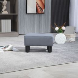 HOMCOM Ottoman Footrest Seat Footstool Chair Luxury Small Microfiber Cloth in Grey - thumbnail 7