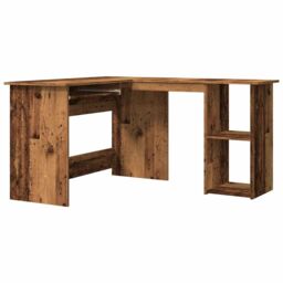 Berkfield Home Corner Desk Old Wood 120x140x75 cm Engineered Wood in Brown - Size: 120 x 140 x 75 cm - thumbnail 2