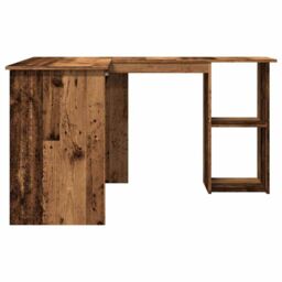 Berkfield Home Corner Desk Old Wood 120x140x75 cm Engineered Wood in Brown - Size: 120 x 140 x 75 cm - thumbnail 4