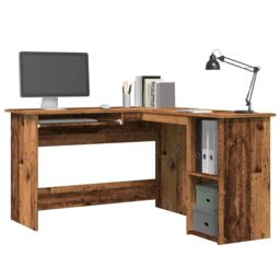 Berkfield Home Corner Desk Old Wood 120x140x75 cm Engineered Wood in Brown - Size: 120 x 140 x 75 cm
