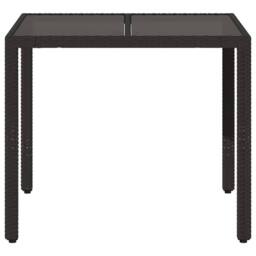 Berkfield Home Garden Table with Glass Top Black 90x90x75 cm Poly Rattan - Size: 90 x 90 x 75 cm - thumbnail 4