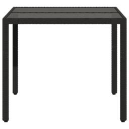 Berkfield Home Garden Table with Glass Top Black 90x90x75 cm Poly Rattan - Size: 90 x 90 x 75 cm - thumbnail 5