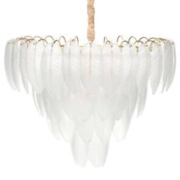 Wyld and Coco 60cm Glamour Chandelier Pendant Lamp Brass Iron Glass Leaf Crystals in Gold - thumbnail 2
