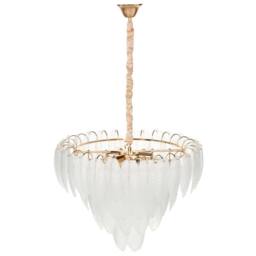 Wyld and Coco 60cm Glamour Chandelier Pendant Lamp Brass Iron Glass Leaf Crystals in Gold - thumbnail 5