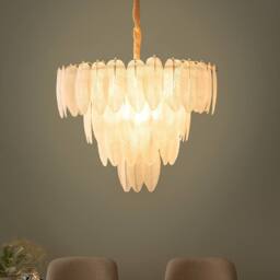 Wyld and Coco 60cm Glamour Chandelier Pendant Lamp Brass Iron Glass Leaf Crystals in Gold - thumbnail 1
