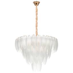 Wyld and Coco 60cm Glamour Chandelier Pendant Lamp Brass Iron Glass Leaf Crystals in Gold - thumbnail 6