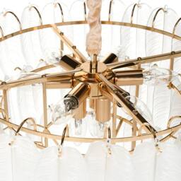 Wyld and Coco 60cm Glamour Chandelier Pendant Lamp Brass Iron Glass Leaf Crystals in Gold - thumbnail 8