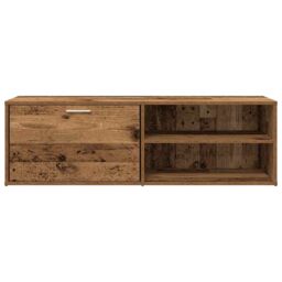 Berkfield Home TV Cabinet Old Wood 120x34x37 cm Engineered Wood in Brown - Size: 120 x 34 x 37 cm - thumbnail 4