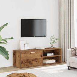 Berkfield Home TV Cabinet Old Wood 120x34x37 cm Engineered Wood in Brown - Size: 120 x 34 x 37 cm - thumbnail 3