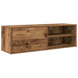 Berkfield Home TV Cabinet Old Wood 120x34x37 cm Engineered Wood in Brown - Size: 120 x 34 x 37 cm - thumbnail 2