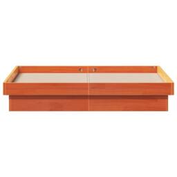 Berkfield Home LED Bed Frame without Mattress Wax Brown 135x190 cm Double Solid Wood - thumbnail 7