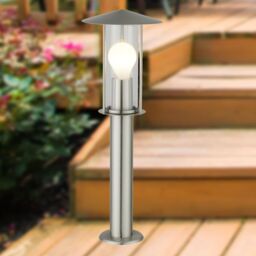 First Choice Lighting Treviso - Brushed Stainless Steel Outdoor Post Light in Silver - thumbnail 3