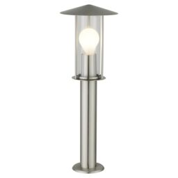 First Choice Lighting Treviso - Brushed Stainless Steel Outdoor Post Light in Silver