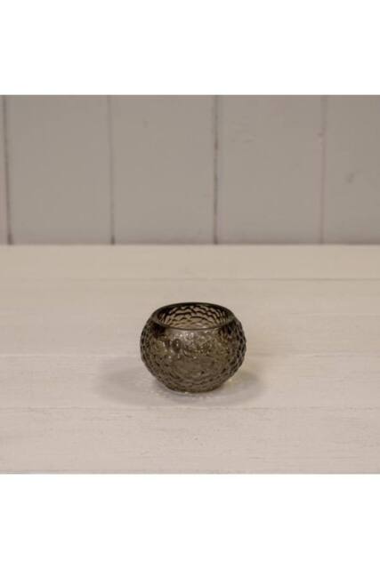 KDMD Warm Grey Round Glass Tealight Holder - image 1