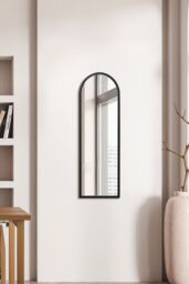 "MirrorOutlet Black Metal Framed Arched Wall Mirror 47"" X 16"" (120CM X 40CM) - Size: 1 Pack" - thumbnail 2