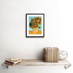 "Artery8 Wall Art Print Van Gogh Vase With Twelve Sunflowers Artwork Framed 9X7 Inch in Black - Size: W7"" x H9""" - thumbnail 2