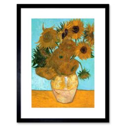"Artery8 Wall Art Print Van Gogh Vase With Twelve Sunflowers Artwork Framed 9X7 Inch in Black - Size: W7"" x H9""" - thumbnail 1