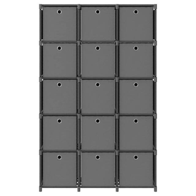 Berkfield Home 15-Cube Display Shelf with Boxes Grey 103x30x175.5 cm Fabric - image 1