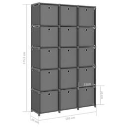 Berkfield Home 15-Cube Display Shelf with Boxes Grey 103x30x175.5 cm Fabric - thumbnail 9