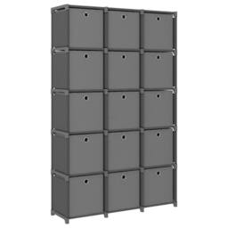 Berkfield Home 15-Cube Display Shelf with Boxes Grey 103x30x175.5 cm Fabric - thumbnail 2