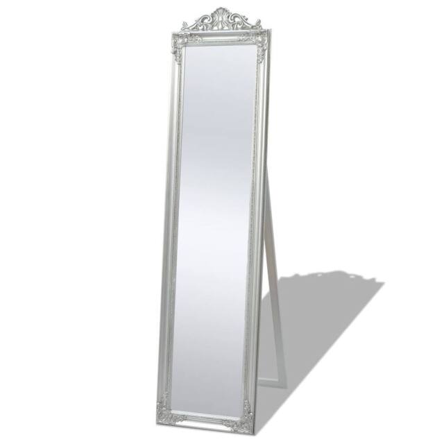 Berkfield Home Free-Standing Mirror Baroque Style 160x40 cm Silver - image 1