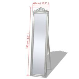 Berkfield Home Free-Standing Mirror Baroque Style 160x40 cm Silver - thumbnail 7