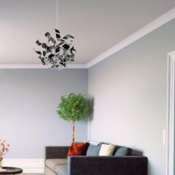 First Choice Lighting Easy Fit Chrome Finish Ribbon Swirl Ceiling Shade in Silver - thumbnail 4