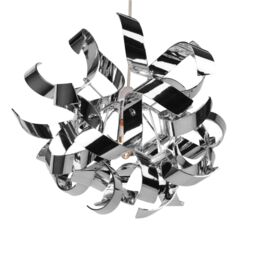 First Choice Lighting Easy Fit Chrome Finish Ribbon Swirl Ceiling Shade in Silver - thumbnail 2