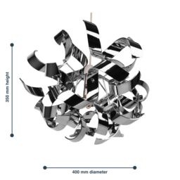 First Choice Lighting Easy Fit Chrome Finish Ribbon Swirl Ceiling Shade in Silver - thumbnail 3