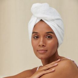 Towel City Hair Wrap Towel in White - thumbnail 3