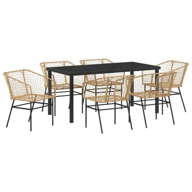 Berkfield Home 7 Piece Garden Dining Set Brown Poly Rattan - image 1