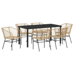 Berkfield Home 7 Piece Garden Dining Set Brown Poly Rattan