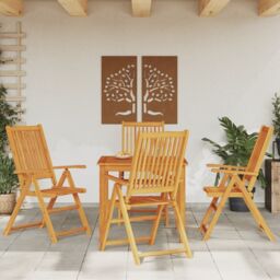 Berkfield Home 5 Piece Garden Dining Set Solid Wood Acacia in Brown - thumbnail 1