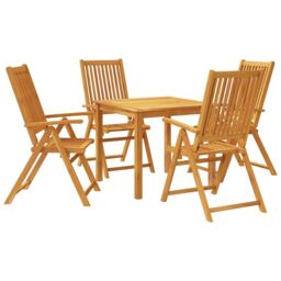 Berkfield Home 5 Piece Garden Dining Set Solid Wood Acacia in Brown - thumbnail 2