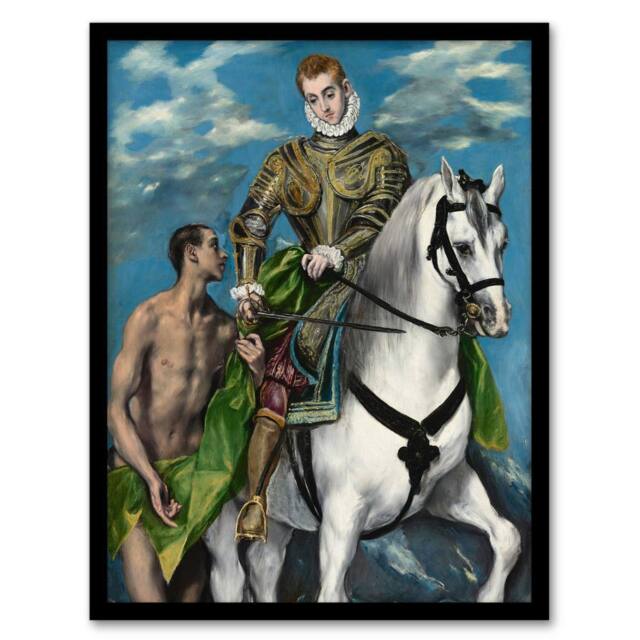 "Artery8 Saint Martin & the Beggar Oil Painting El Greco Framed Wall Art - Size: W12"" x H16""" - image 1