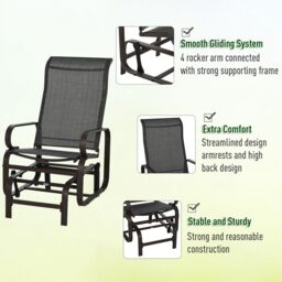 OUTSUNNY 3 Pcs Rocking Chair Gliding Chair Set w/ Table for Patio Garden in Brown - thumbnail 6