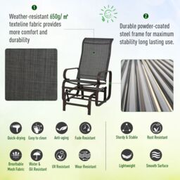 OUTSUNNY 3 Pcs Rocking Chair Gliding Chair Set w/ Table for Patio Garden in Brown - thumbnail 4