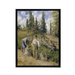 "Artery8 Pontoise Harvest Oil Painting Pissarro Black Framed Canvas Art Print - Size: W12"" x H16""" - thumbnail 1