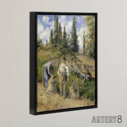 "Artery8 Pontoise Harvest Oil Painting Pissarro Black Framed Canvas Art Print - Size: W12"" x H16""" - thumbnail 2