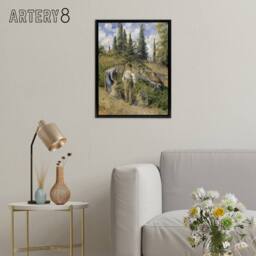 "Artery8 Pontoise Harvest Oil Painting Pissarro Black Framed Canvas Art Print - Size: W12"" x H16""" - thumbnail 3