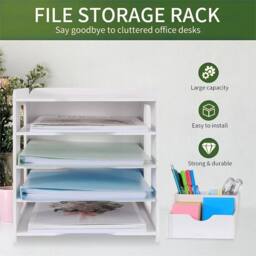 Havendro 7Tier Desktop File Holder A4 Paper Storage Tray Office in White - Size: 0.6m2 - thumbnail 4