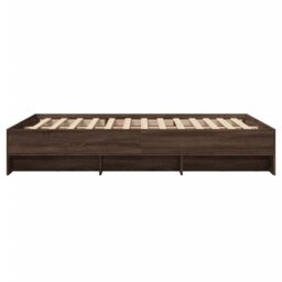 Berkfield Home Bed Frame without Mattress Brown Oak 120x200 cm Engineered Wood - Size: Small Double - thumbnail 6