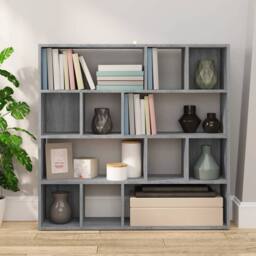 Berkfield Home Decorative Book Cabinet/Room Divider Grey Sonoma 105x24x102 cm - Size: 105 x 24 x 102 cm - thumbnail 1