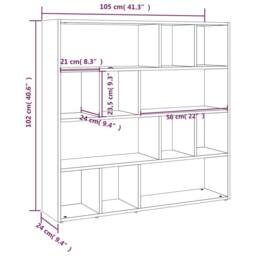 Berkfield Home Decorative Book Cabinet/Room Divider Grey Sonoma 105x24x102 cm - Size: 105 x 24 x 102 cm - thumbnail 8