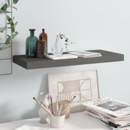 Berkfield Home Floating Wall Shelf High Gloss Grey 60x23.5x3.8 cm MDF