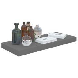 Berkfield Home Floating Wall Shelf High Gloss Grey 60x23.5x3.8 cm MDF - thumbnail 3